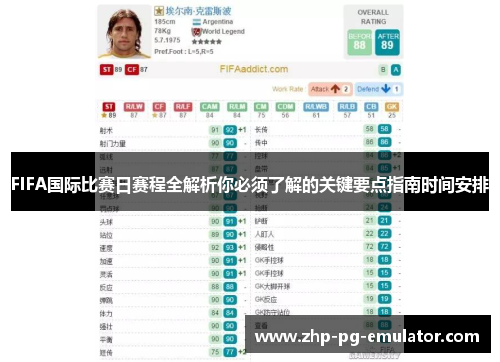 FIFA国际比赛日赛程全解析你必须了解的关键要点指南时间安排